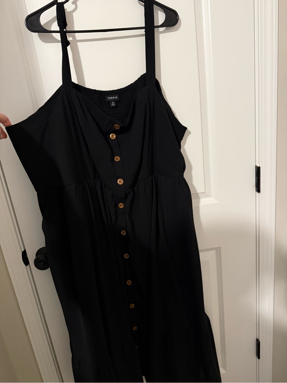 torrid Black Button-Front Midi Dress with Ruffle Hem - Picture 2 of 7